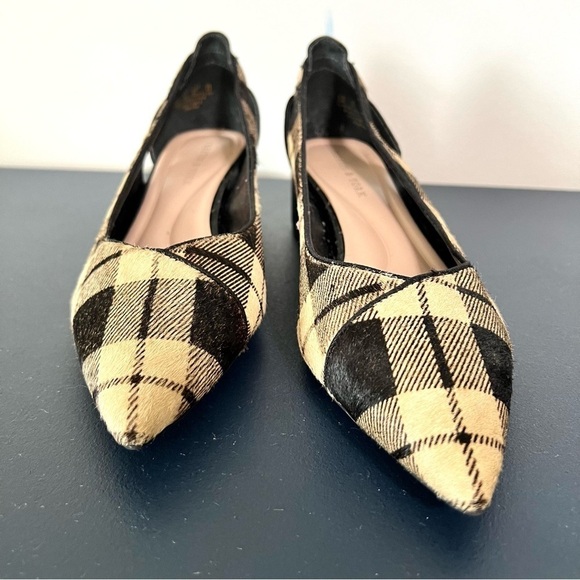 Preston & York Tabitha Black and Tan Plaid Calf Hair Pointed Toe Pumps Size 8 - Picture 7 of 16